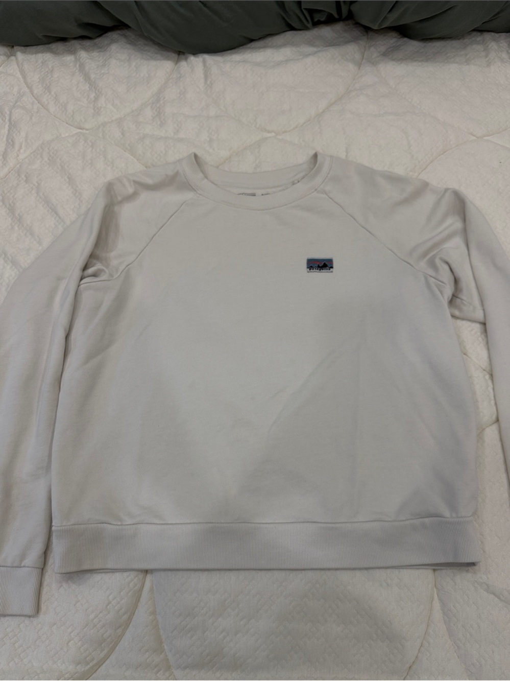 Patagonia Cream Crewneck Sweatshirt with Chest Logo